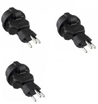 DINIC Reiseadapter, Stromadapter für die Schweiz, 3-Pin CH Adapter mit Sicherung (3 Stück, schwarz)