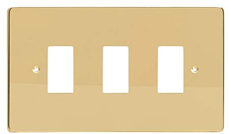 Varilight XDVPG3 PowerGrid Polished Brass 3 Gang Grid Plate (Twin Plate)