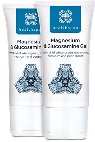 Healthspan Magnesium & Glucosamine Gel | 150ml | Highly Absorbable | Non-Sticky | Non-Greasy | Capsicum | Cooling Eucalyptus Oil | Peppermint Oil | Pure Oil of Wintergreen | Gelatin Free