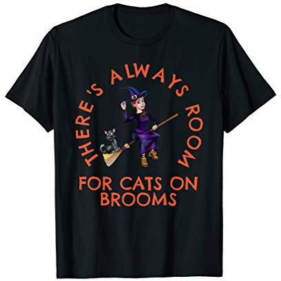 There's Always Room For Cats on Brooms Cute Spooky Halloween T-Shirt
