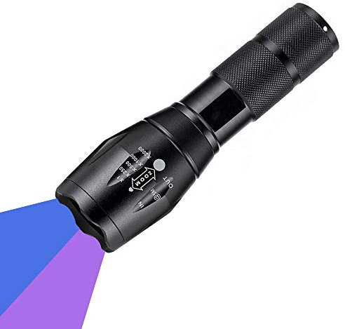 UV Taschenlampe, WESLITE 365nm & 395nm Ultraviolett Taschenlampe 2 in 1 Dual UV Taschenlampen Schwarzlicht Zoombarer Haustier Urindetektor Dokumentenprüfung Skorpione Felskunst Fotografie