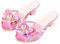 Monissy Frozen Principessa Elsa Mules Tacco Alto Pantofola Bocca di Pesce Paillettes Due Fiocchi di Pelle Elsa Distintivo Distintivo Perline Colorate con Intarsio di Cristallo Scarpe，Rosa,33