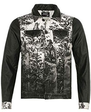 Cipo & Baxx Herren Jeansjacke Rockig Bikerjacke Übergangsjacke Nieten Design Ausgefallen Jacke Schwarz XL