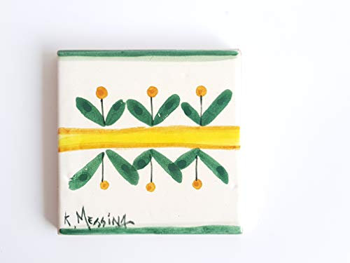 Piastrella Decorativa di Ceramica Siciliana Dipinta a Mano. Mattonella CM 10 x 10 Le Ceramiche di Ketty Messina.