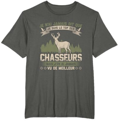 T-Shirt Chasse pour Homme Cerf élaphe Cadeau Chasse Hommes T-Shirt
