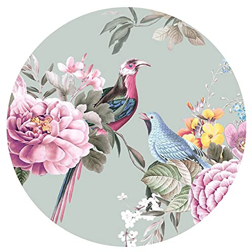 Grandora Wandtattoo Wandaufkleber Blumen Schlafzimmer Wandsticker florales Design Wandbild Wohnzimmer Wanddeko Flur Esszimmer Tapete selbstklebend rund DL652-11