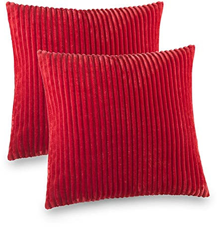 Kuscheli® 2er Set Kissenbezug im Doppelpack Cashmer Touch Fleece Kissenhülle, Sofakissen Kopfkissenbezug Kissenbezüge Couchkissen, Farbe:ROT, Größe:2X 40x40 cm