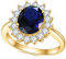 Gem's Beauty 2,37 Karat blauer Saphir-Ring aus echtem 925er Sterlingsilber, vergoldet, Prinzessin Diana Statement-Verlobungsring, handgefertigter Ring, Schmuck für Damen und Mädchen (Größe 8).