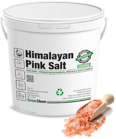 Grow Chem COARSE Himalayan Pink Salt (1KG Bucket) Salt Refill for Cooking, Hydrating, Bathing & Exfoliation