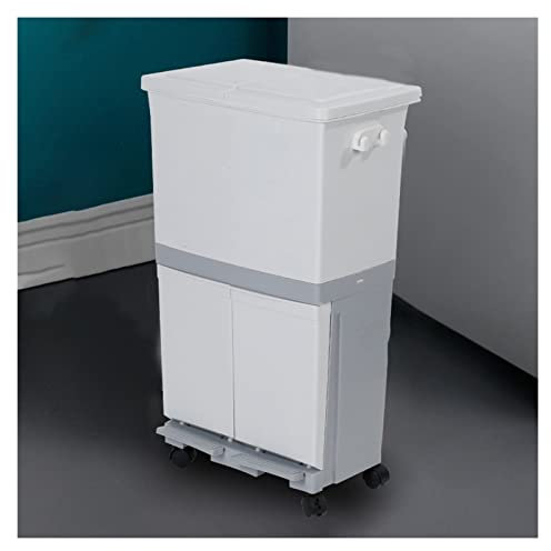 zlw-shop 4 5L / 60L Poubelle de déchets de Cuisine 2 Couches de séparation sèche Humide Poubelle avec des Roues conduites d'angle Peut Accueil de Grande capacité Debout Poubelle Debout (Color : 60 L)