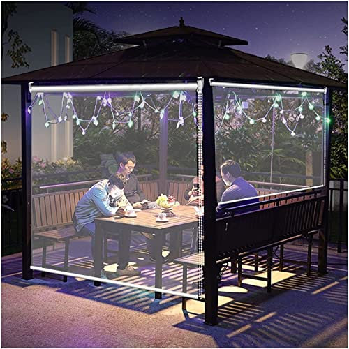 WHOJA Roller Window Shade Outdoor Pergola Roller Blinds with Fittings, Clear Vinyl Rainproof Roll Up Blinds, 180/200cm Wide Waterproof Plastic Curtains Roller Shades Blind(Size:200cm×275cm/79×108)