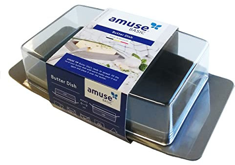 Amuse Butter Dish with Reversible Clear Lid BPA Free Butter Saver Holder
