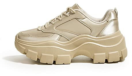 LUCKY STEP Baskets à Plateforme Chunky pour Femme (Or Rose, 11US-42EU-9UK)