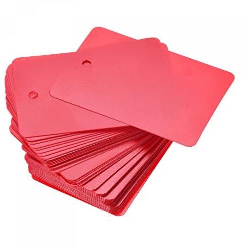 sourcing map Etiquetas de Envío Vacío Plástico Impermeable con Agujero de Ojal, para Producto Identificación Etiquetas, Válvula Marcado, Exterior Etiquetado, 40 x 60mm Rojo Paquete de 100