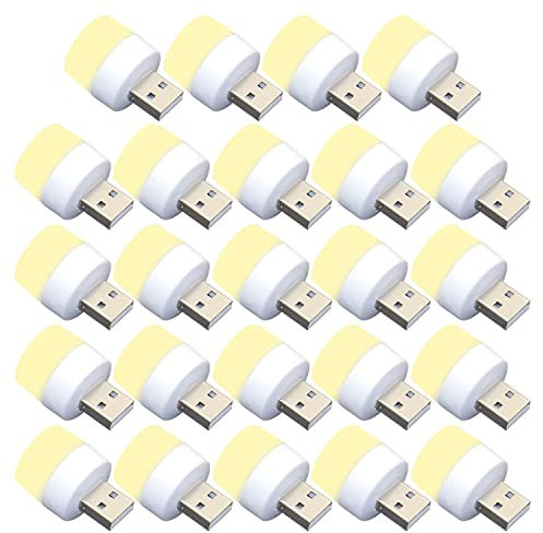 USB-Lichter bei Nacht, Mini-LED-Leuchtmittel, ohne Lichtsensor, Plug-in, warmweiß, kompakt, ideal für Schlafzimmer, Badezimmer, Küche, Auto, USB-Atmosphäre Licht (24 Stück/Packung, warmes Licht)