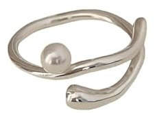 WLLDDDIU Silberringe Damen 925,Verstellbarer Runder Ring Für Frauen Perle 925 Sterling Silber Wellen Unregelmäßigkeit Retro Zeigefinger Ring Hochzeit Ewigkeit Schmuck Geschenke Für Mädchen Damen