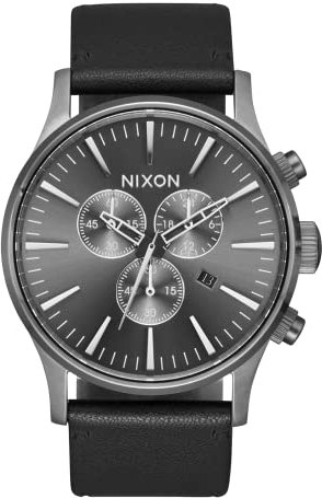 Nixon Unisex Analog Japanisches Quarzwerk Uhr mit Leder Armband A405-680-00