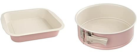 Dr. Oetker Brownie-Backform, Schokoladenkuchenform aus der Serie Modern Baking & 4651 Springform Flachboden, runde Kuchenform aus der Serie Modern Baking - 20 cm