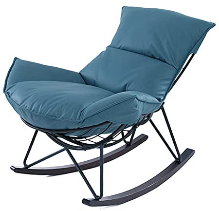 Mingone Schaukelstuhl Wohnzimmer Design Relaxliege Schaukelsessel Modern Relaxssessel Gepolsterter Stuhl für Wohnzimmer Schlafzimmer,Blau