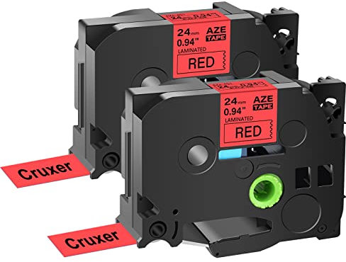 Cruxer Kompatibel für Brother TZE-451 TZ451 Schriftband 24mm x 8m Bänder Schwarz auf Rot Schriftband für Brother P-Touch Drucker PT-D600 E500 E550W H500 P750W P900 P950W P700 P710BT 2x