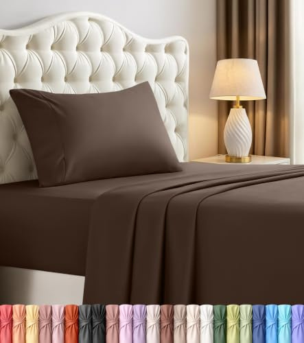 Utopia Bedding Bettwäsche-Set für Doppelbett, 3-teilig, gebürstete Mikrofaser, schrumpft und lichtbeständig, pflegeleicht (Doppelbett, Braun)