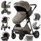 MoLi Passeggino Trio, Passeggino 3 in 1 con Doppia Modalità Push Reversibile, Trio Neonati con Grande Navicella, Carrozzina per Neonati in Alluminio Pieghevole (225 Chocolate)