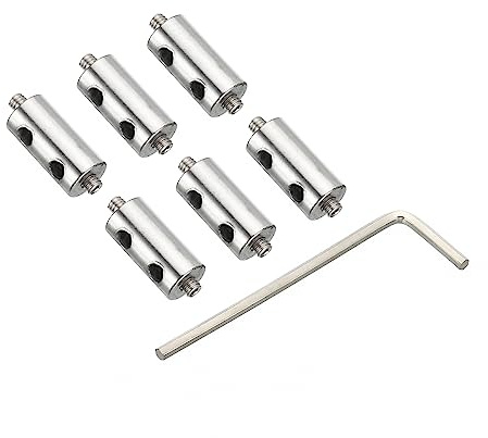 PATIKIL 20x10mm Wire Rope Clips Set, 3.8mm Hole 6 Pcs Steel Double Holes Lock Cable Clamps Clip with M4x0.7 Hexagon Screws Spanner for Cable DIY, Silver
