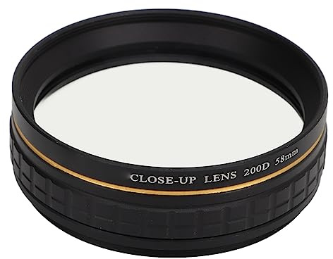 200D Close Up Lens, 49mm 52mm 55mm 58mm 62mm 67mm 72mm 77mm 82mm Optical Glass Macro Close Up Filter for Shooting Flowers Jewelry Water Droplets (58mm)