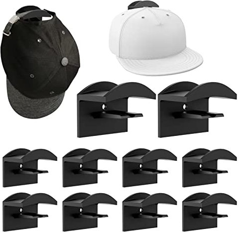 10 Stück Selbstklebende Huthaken, Cap Halterung Wand Kappen Halterung Hutaufbewahrung Huthalter Selbstklebende Hut-Organizer für Verschiedene Mützen, Kopfhörer, Schals, Taschen, Schlüsselanhänger (1)