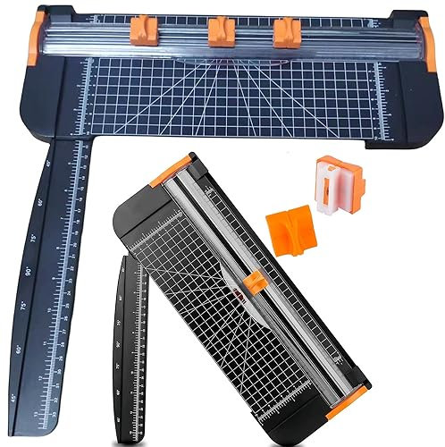 A4 Papierschneider, Tragbarer Scrapbooking Paper Cutter für Karton Laminiergerät, Papierklinge mit 3 Ersatzklingen mit Seitlichem Schutzlineal für Bastelpapier, Coupons, Etiketten und Karton