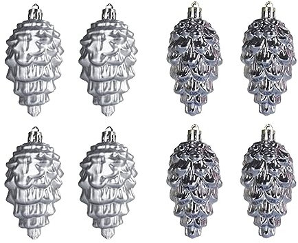 8 Stück Weihnachtskugeln Kunststoff, 9CM Weihnachtskugeln Set, Tannenbaum Zapfen Weihnachtsschmuck Christbaumkugeln für Weihnachtsbaum, Hochzeit, Partys, Urlaub, DIY Dekoration, Grau