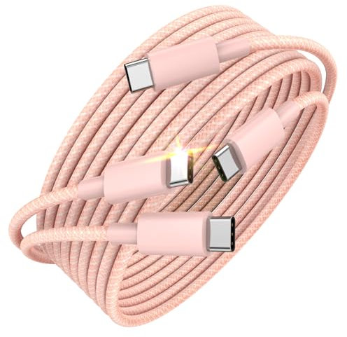 ANMIEL 240W USB C Cable 2M Type C to Type C Cable 48V/5A Fast Charging PD3.1 Compatible with iPhone 15,Samsung S23/22, MacBook Air Pro 2020, iPad Pro Pink-2Pack