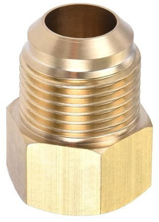 Recogwood Brass Tube Fitting, 5/8 SAE Flare Male, 1/4 SAE Female, Straight Coupling Adapter Brass, Tube Adapter Connector for Air Conditioning and Refrigeration