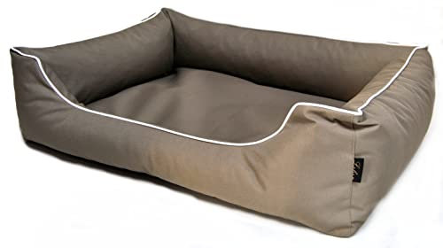 Lebon - Hundebett Paula - 4 Größen - Schwarz - Bordeaux - Türkis - Braun- Grau- Beige - Robust und wasserabweisend - Waschbar - Made IN EU (XL, Beige)