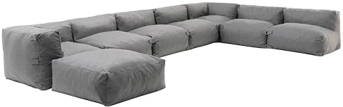 Oviala Garten-Ecksofa, modular, 8-Sitzer, Grau – Mixi