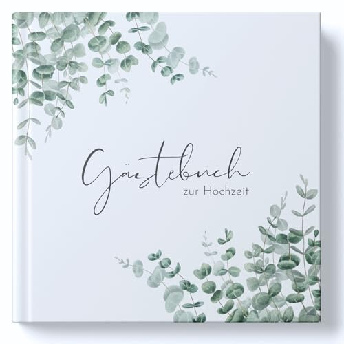 MAVANTO Gästebuch Hochzeit mit Blanko Seiten - Hochwertiges Hochzeitsgästebuch für unvergessliche Erinnerungen (88 Doppelseiten, Eukalyptus)