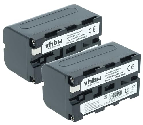 vhbw 2X Akku kompatibel mit Yongnuo YN-1200 CRI 95+ 3200-5500K, YN-1200 CRI 95+ 5500K Videokamera Camcorder (3600 mAh, 7,2 V, Li-Ion)