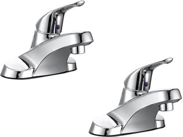 Derengge BF-D3503-CP Badezimmer-Wasserhahn, poliertes Chrom, 3-Loch-Installation, Einhebel-Badezimmerarmatur mit Wasserversorgungsleitungen, ohne Ablaufmontage, 2 Stück