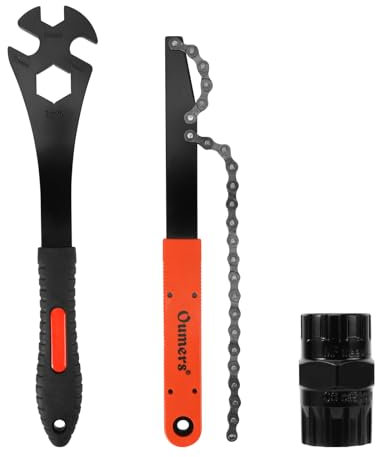 Oumers Herramienta de Eliminación de Cassette de Bicicleta, Látigo de Cadena de Bicicleta + Llave de Pedal + Herramienta para Removedor de Rueda Libre 2 en 1, Removedor de Piñón de Llave