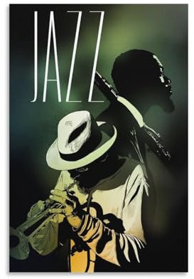 KPOKAHT Jazz-Musikspieler-Poster, coole Kunstwerke, Gemälde, Wandkunst, Leinwanddrucke, hängende Bilder, Poster, 50 x 75 cm
