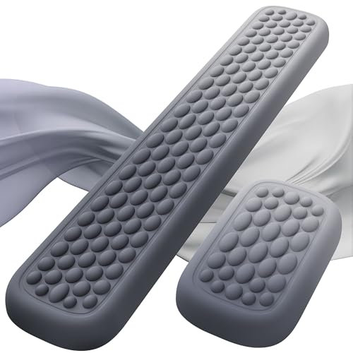 Lekvey Ergonomic Keyboard Wrist Rest, Silky Memory Foam with Massage Points Carpal Tunnel Support Wrist Pad Set for Office/Gaming, Typing Pain Relief, Gray-Black Gradient