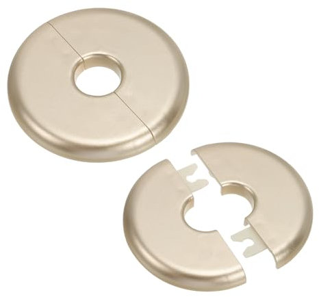PATIKIL Wall Split Flange 0.65 (16.5mm),2 Pcs ABS Round Self-Adhesive Escutcheon Plate Buckle Water Pipe Cover for Kitchen Bathroom Arm Pipe Faucet Decoration, Gold