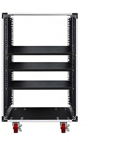 YQMHEZ Audio Rack HiFi Regal, HiFi Rack-Aufbewahrung, AV-Phonoschrank, Audio-Rack, Netzwerk-Server-Rack mit offenem Rahmen Rack, mit Rolle for Spielkonsolen/Apple TV/PS4(16U 3 Tier)