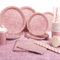 Yidaxing 81 Pcs Vajilla de Cumpleaños Oro Rosa Brillo, Platos de Fiesta Desechable Purpurina Rosa, Tazas Pajitas Servilletas Mantel para Fiestas Aniversario Bodas Navidad (Sirve 16)