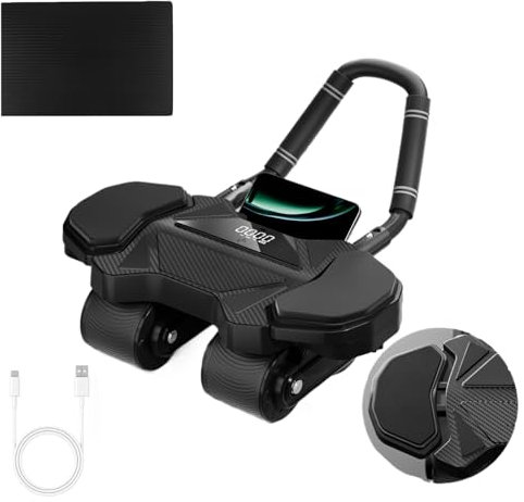 DRZHAM Automatischer Rebound Ab Bauch Übung Roller Rad, Ab Roller Rad mit Ellenbogenstütze und Kniematte, Bauchtrainer, Core Training Equipment, für Fitness Krafttraining Home Workout