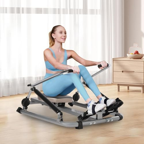 DHQCQL Rudergerät für Zuhause, 360° Rudermaschine, Rudergerät Klappbar für Cardio & Krafttraining | Platzsparend | Sport Geräte für Zuhause | LCD-Monitor | Bis 120kg