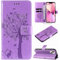 Hancda Phone Case for iPhone 13 / iPhone 14 Leather Case with Tempered Glass Screen Protector Wallet Card Holder Slot Flowers Design Magnetic Case Flip Cover for iPhone 13 / iPhone 14,Purple