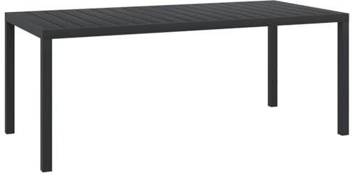 Myheimly Gartentisch Schwarz 185x90x74 cm Aluminium und WPC