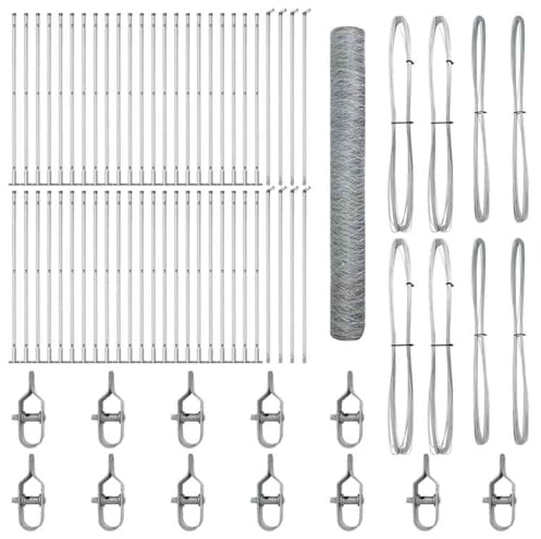 vidaXL Zaunpfosten Silber 100 x 1,2 m (50 mm Maschenweite) Stahl, Garten & Terrasse, Robustes Stahlzaun, Moderne Zaunpaneele, Sicherheitsstangen, Wohnbereich abschottend