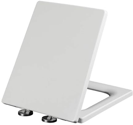 Wttfc Blanco Cuadrado Tapa Inodoro,RectáNgulo Tapadera De WC,Tapas De Water FuncióN De LiberacióN RáPida Y Cierre Suave,Material De PP,Bisagra Ajustable,Trapecio,36,5 X 45 Cm,05B